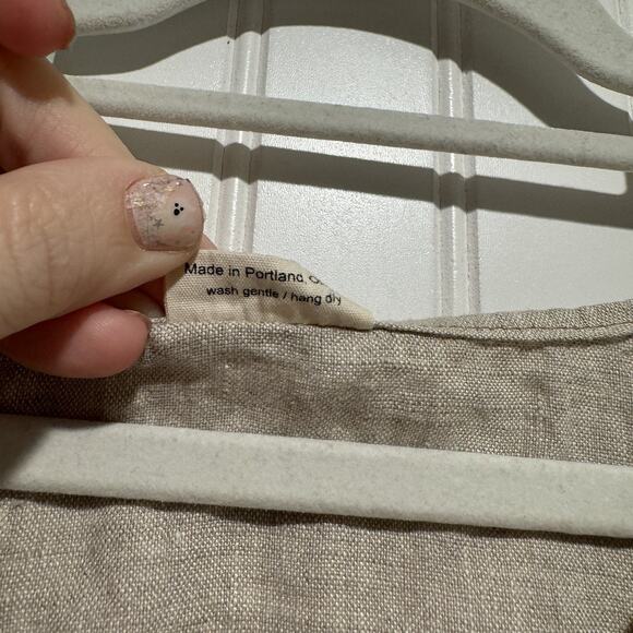 Erin Macleod Linen Tunic Top Oatmeal Color Side Slits Boxy Oversized Size XL - Picture 5 of 6